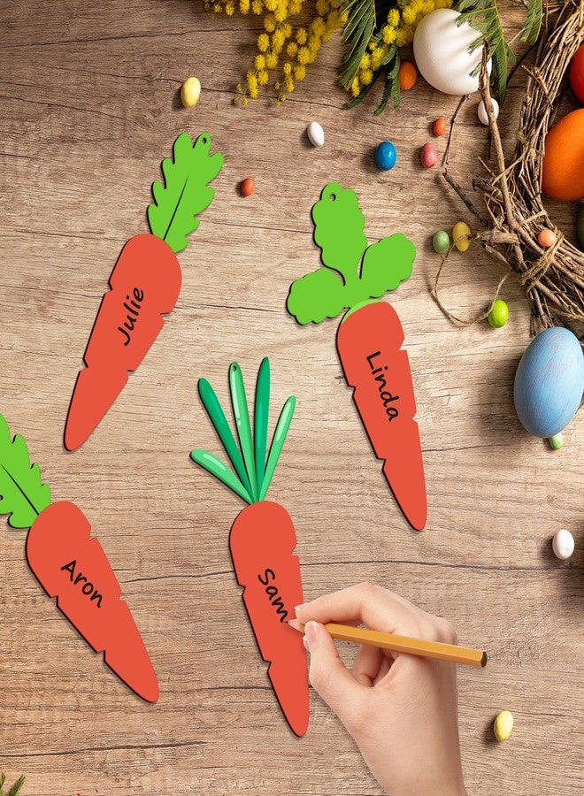 KIGEAPUEL 18PCS Easter Basket Name Tags-DIY Blank Wooden Easter Bunny Tag-Farmhouse Wooden Blank Sign Hanging Tag for Easter Bucket Decoration Supplies (Carrots) - Image 3